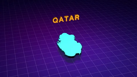 Qatar country map rotating in a 3d presentation Vidéo 348608422