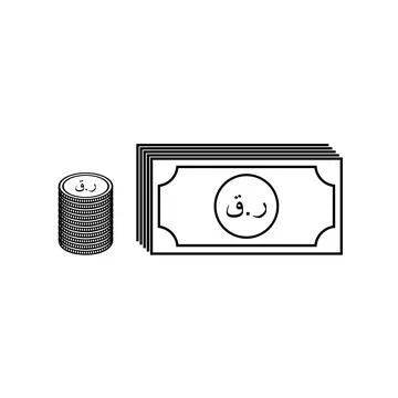 Qatar Currency Icon Symbol, Qatari Riyal Arabic Version, QAR Sign Stock Illustration