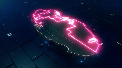 Qatar digital map 4k looping Stock Footage 307907473