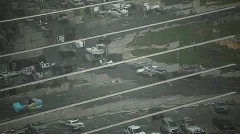 Qatar, Doha Corniche, Reflection Traffic, Modern Corporate Business Building Stock Footage 12359382
