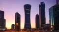 Qatar, Doha, Palm Tower, Burj Qatar, Tornado Tower, TIME LAPSE, night to day 4k or 4k+ Resolution