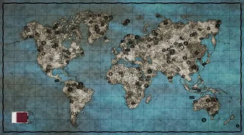 Qatar Doha Stamp World Map Stock Illustration