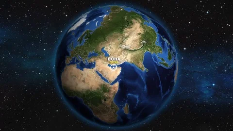QATAR DOHA ZOOM IN FROM SPACE Video stock 115837132