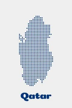 Qatar dot map. Concept for networking, technology and connections. Vector logo Stock Illustration