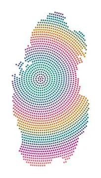 Qatar dotted map. Digital style shape of Qatar. Tech icon of the country wi.. Stock Illustration