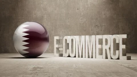 Qatar. E-Commerce  Concept. Stock Illustration