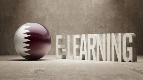 Qatar. E-Learning  Concept Stock Illustration