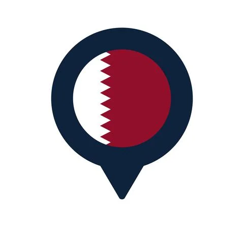Qatar flag and map pointer icon. National flag location icon vector design, g Illustrazione stock
