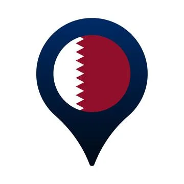 Qatar flag and map pointer icon. National flag location icon vector design, g Stock Illustration