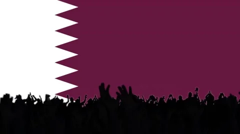 Qatar flag background with people Stock Footage 62859144