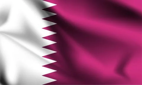 Qatar flag blowing in the wind. part of a series. Qatar waving flag. Stock Illustration