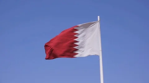Qatar flag blowing in the wind shot at 250 fps Video stock 76936132
