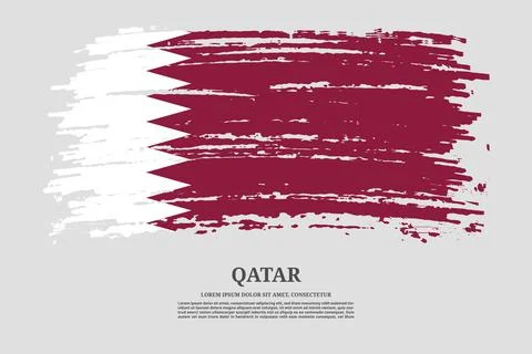 Qatar flag with brush stroke effect and information text poster, vector 스톡 일러스트