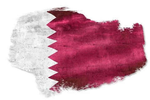 Qatar flag brush stroke texture on white background Stock Illustration