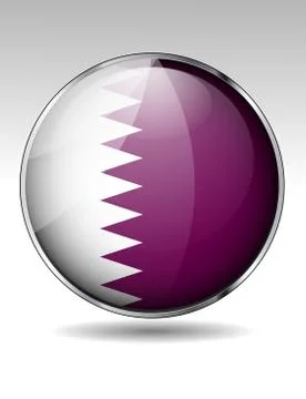 Qatar flag button 스톡 일러스트