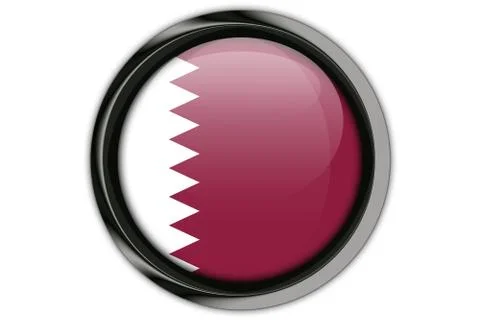 Qatar  flag in the button pin Isolated on White Background Stock Photos