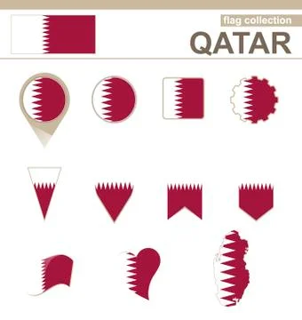 Qatar Flag Collection Stock Illustration