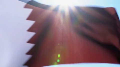 Qatar Flag Flapping Video stock 118957217