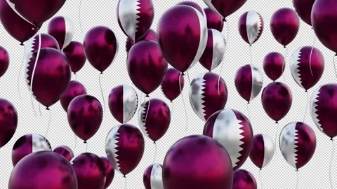 Qatar Flag On The Flying Balloons Stock Footage 314671803