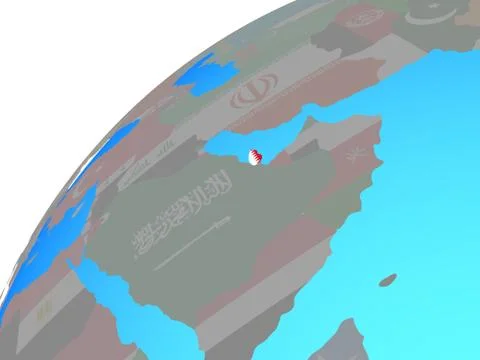 Qatar with flag on globe Stock Illustration