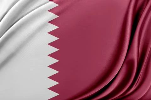 Qatar flag with a glossy silk texture. Stock Illustration