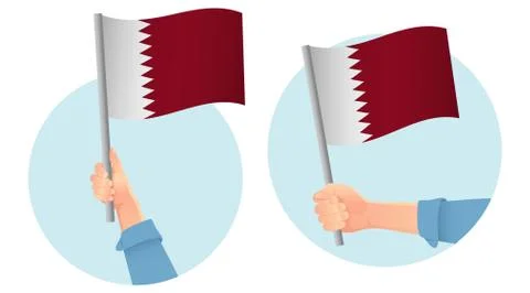 Qatar flag in hand icon Stock Illustration