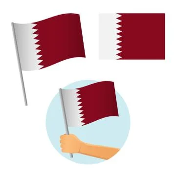 Qatar flag in hand Stock Illustration
