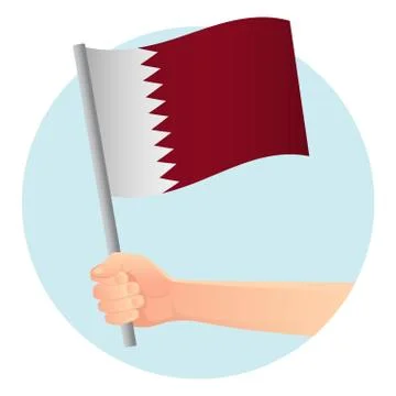 Qatar flag in hand Stock Illustration