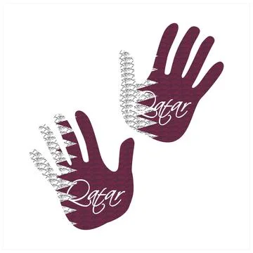 Qatar flag hand vector 스톡 일러스트