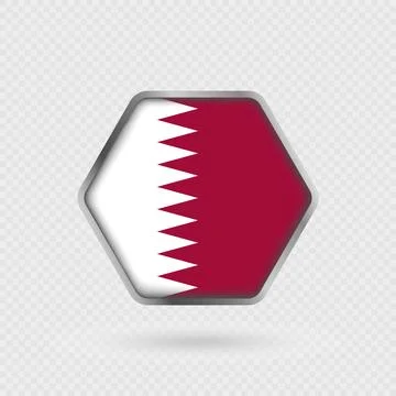Qatar flag in a hexagon frame. Stock Illustration