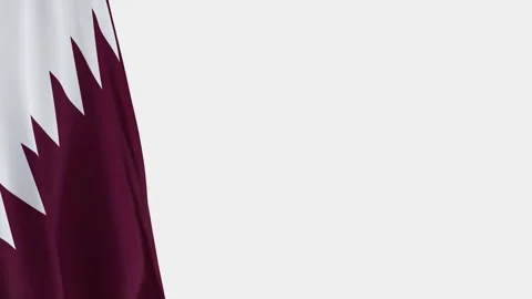 Qatar Flag on Left Side, Waving National Symbol with Copy Space 스톡 동영상 336302450