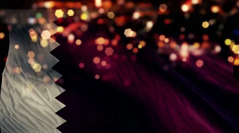 Qatar Flag Light Night Bokeh Abstract Loop Animation 4K Stock Footage 47662605