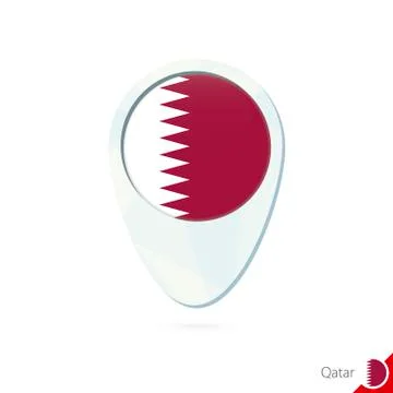 Qatar flag location map pin icon on white background. Stock Illustration
