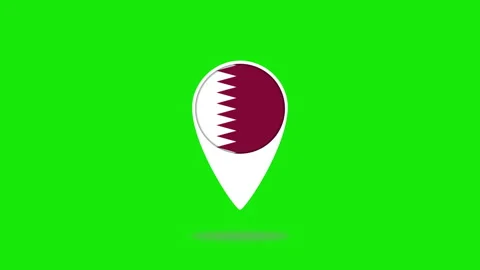 Qatar flag location pin bouncing on green screen background Video stock 328314838