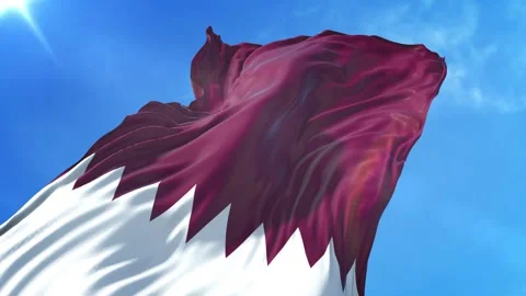 Qatar Flag Low Angle View Stock Footage 295695469