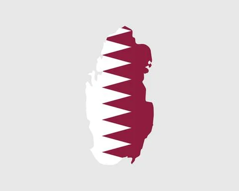 Qatar Flag Map. Map of the State of Qatar with the Qatari country banner Illustrazione stock