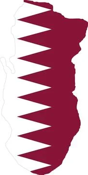 Qatar Flag in Map, Qatar Map with Flag, Map of Qatar, Map with Flag, Nation.. Stock Illustration