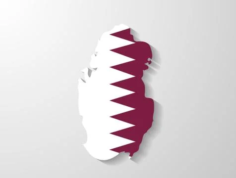 Qatar  flag map with shadow effect Stock Illustration