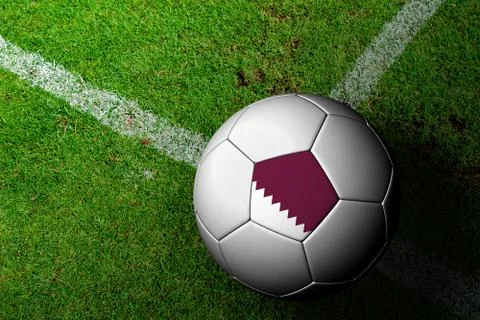 Qatar flag pattern of a soccer ball in green grass Stock Illustration