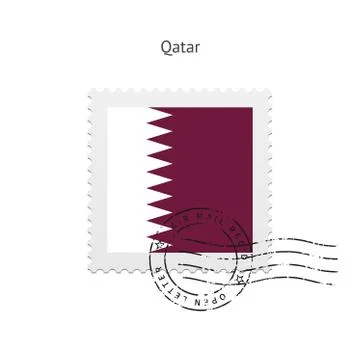 Qatar Flag Postage Stamp 스톡 일러스트