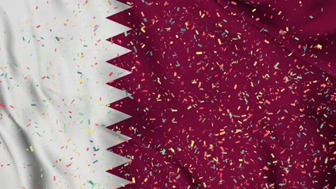 Qatar flag seamless animation with paper confetti Stock-Footage 223340735