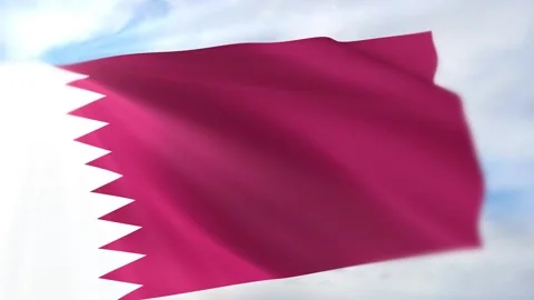 Qatar Flag Seamless Loop 4k 60fps on Sky Background Stock Footage 340620300