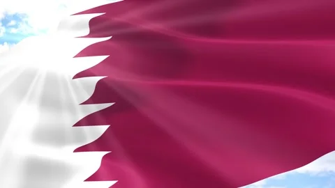 Qatar Flag Seamless Loop 4k 60fps on Sky Background Stock Footage 341567892