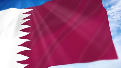 Qatar Flag Seamless Loop 4k 60fps on Sky Background Stock Footage 341676741