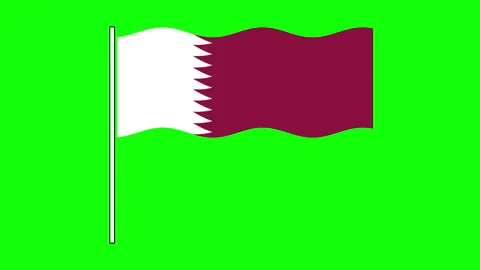 Qatar flag seamless loop animation. Chroma key, green screen. Waving flag. Stock Footage