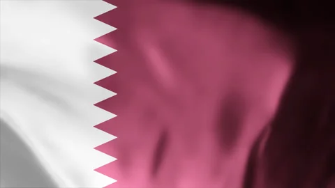 Qatar flag seamless looping video waving in wind Stock Footage 253176632