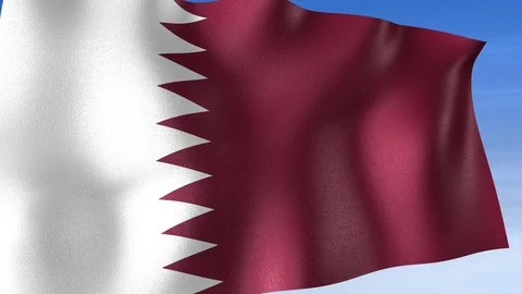 Qatar Flag - Set of 3 Angles with Masks [3WaveSeries] Stock Footage 104586413