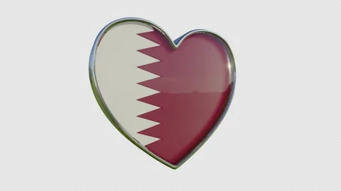 Qatar Flag in the Shape of 3D Heart. Stock Footage 143898042