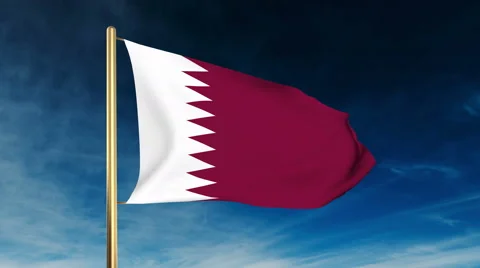 Qatar flag slider style. Waving in the win with cloud background animation Stock Footage 48592002