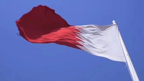 Qatar flag slowmotion shot from below Stock Footage 76936138